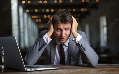 Stressed businessman under ...