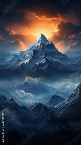 Wallpaper of a Series of Triangles Forming an Abstract Mountain Range, Generative AI © Giantdesign