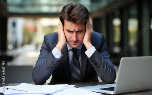 Stressed businessman under ...