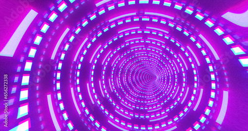 Abstract futuristic purple hi-tech tunnel from energy circles and magic lines background
