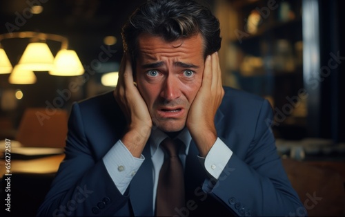 Stressed businessman under ...