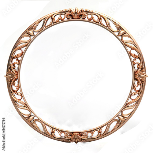 Antique carved gilded oval shape frame isolated on transparent background. Vintage golden rectangle frame for photo, Artistic gold frame with curved shapes, Decorative vintage frame and border