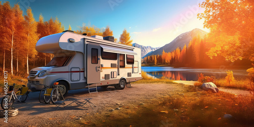 Outdoor camping RV, Outdoor, camping, European and American style. photo