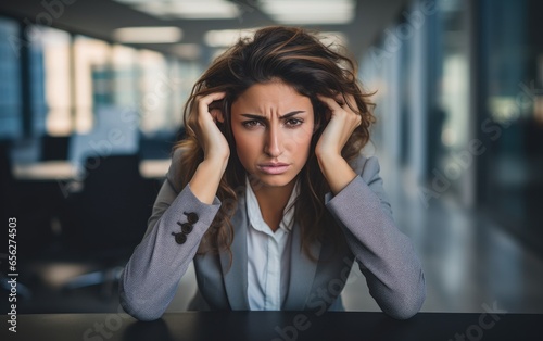 Stressed business woman und...