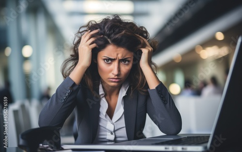 Stressed business woman und...