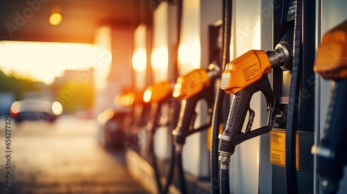 Fotografie, Obraz Petrol pump filling fuel nozzle in a gas station