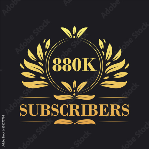 880K Subscribers celebration design. Luxurious 880K Subscribers logo for social media subscribers