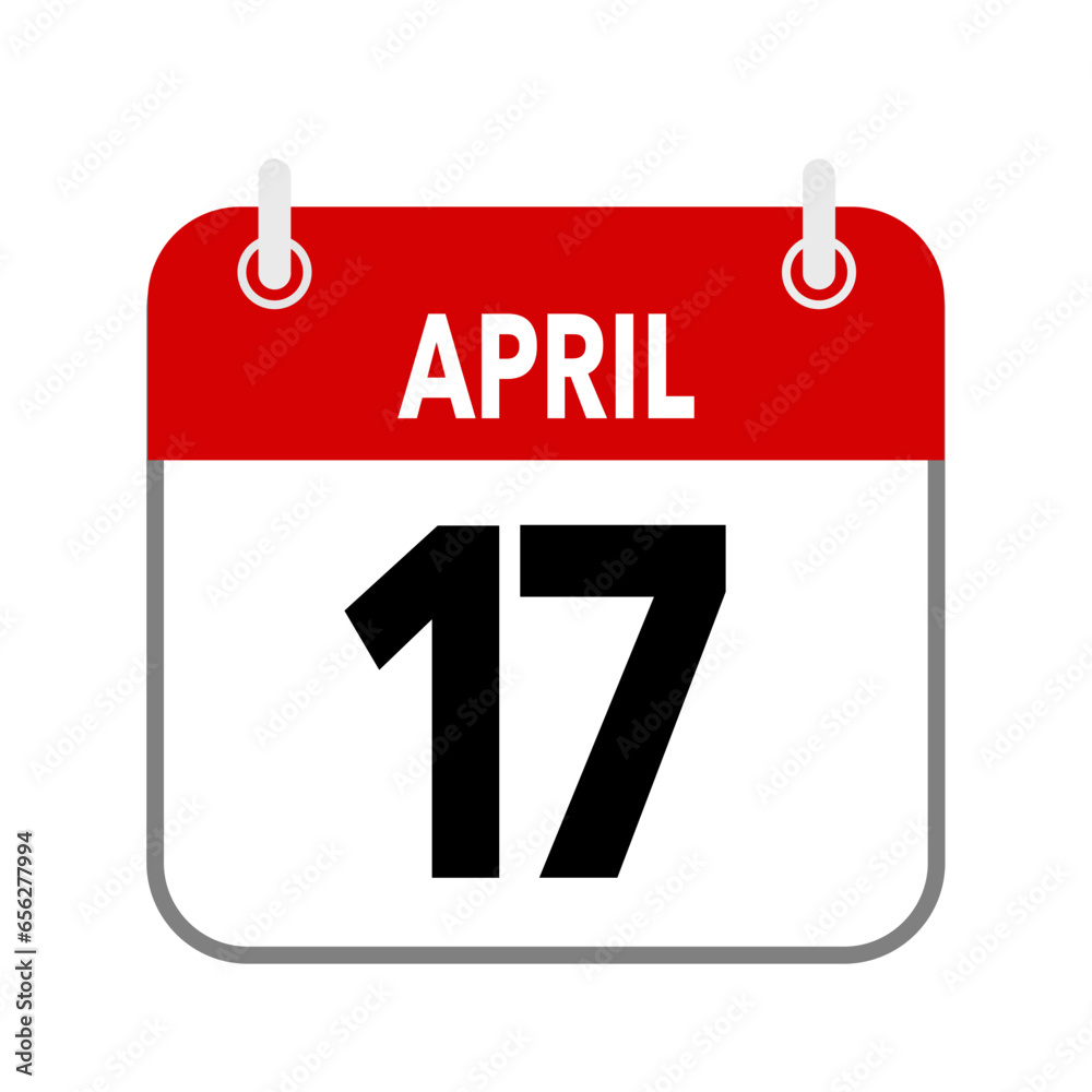 17 April, calendar date icon on white background. 17 April, calendar date icon on white background.