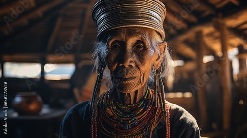 a long-necked Karen woman at a hill tribe village Tribes in Thailand