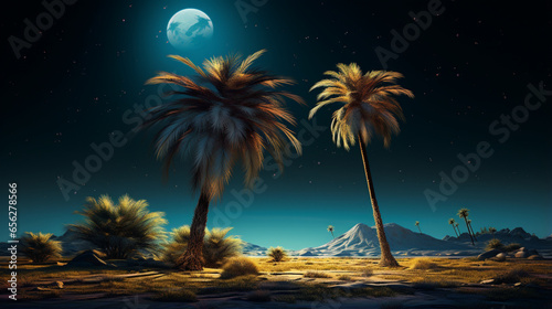 palm trees at night