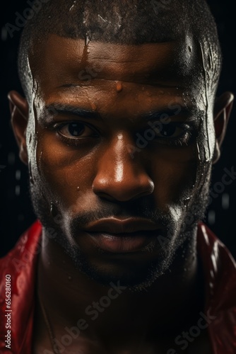  Boxer's focused and determined expression as they prepare to enter the ring, Generative AI