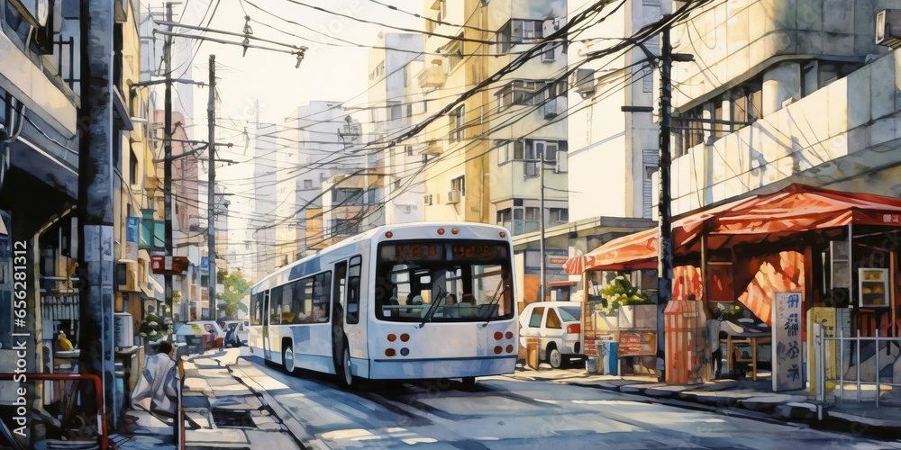 watercolor painting Tokyo See buildings and places as landmarks generative ai watercolor painting Tokyo See buildings and places as landmarks generative ai
