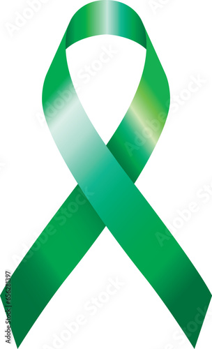 Celebrative GREEN ribbon to remember the international day, symbol, vector illustration