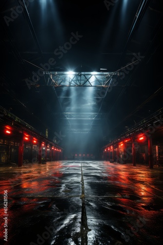 Boxing ring bathed in dramatic spotlight, awaiting the fighters to step into the arena, Generative AI © Shooting Star Std