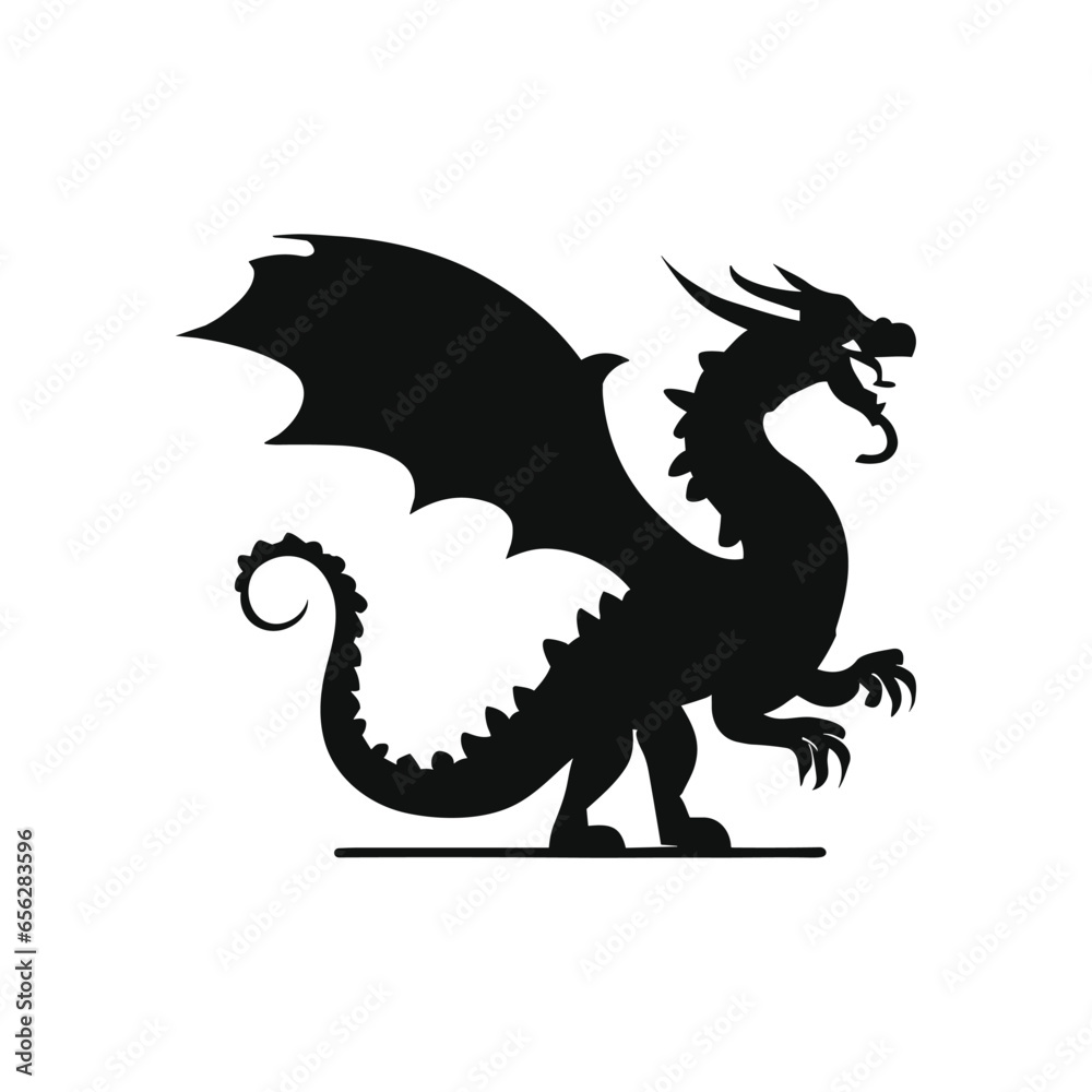 Dragon silhouette vector illustration Dragon silhouette vector illustration