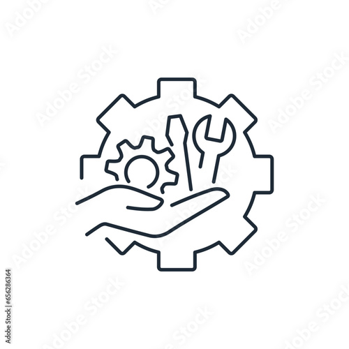 Maintenance, modernization, improvement .Vector linear icon isolated on white background.