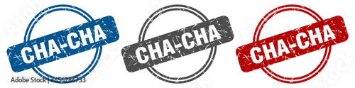 cha-cha stamp. cha-cha sign. cha-cha label set photo