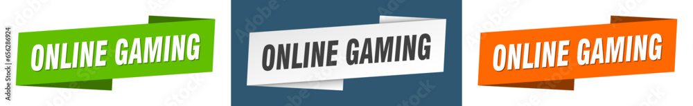 online gaming banner. online gaming ribbon label sign set online gaming banner. online gaming ribbon label sign set