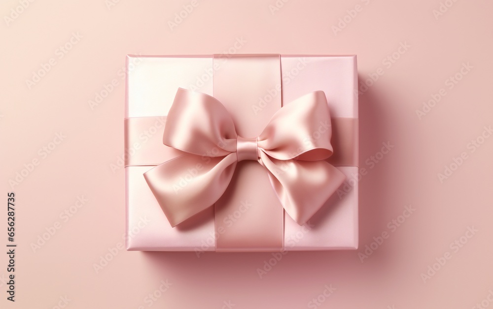 Pink gift box with ribbon and bow Pink gift box with ribbon and bow