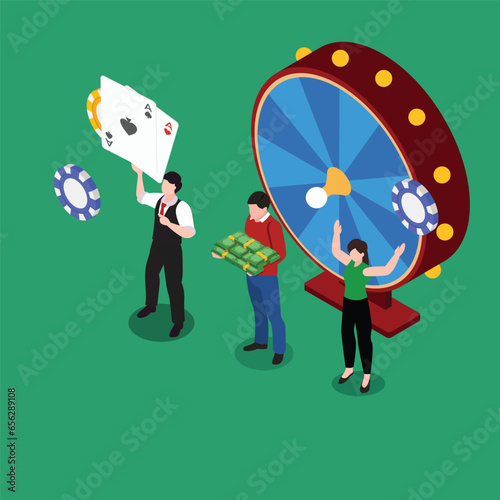 People wins money from lottery or gambling 3d vector concept for banner, website, illustration, landing page, flyer, etc