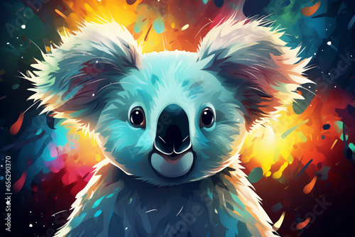 Koala Light Painting cartoon illustration photo