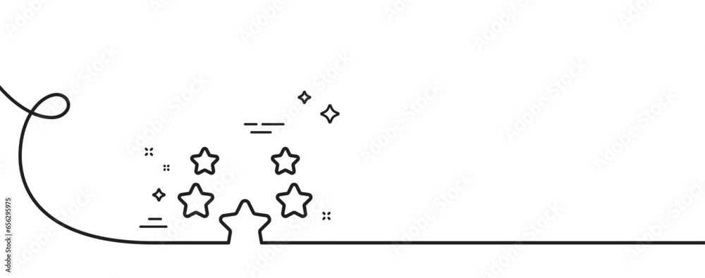 Stars line icon. Continuous one line with curl. Best ranking sign. Rating symbol. Stars single outline ribbon. Loop curve pattern. Vector