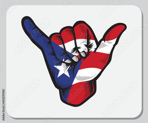 Puerto Rico Shaka Hand Good Vibes Flag
