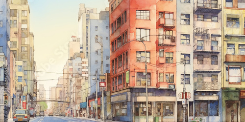 watercolor painting Tokyo See buildings and places as landmarks