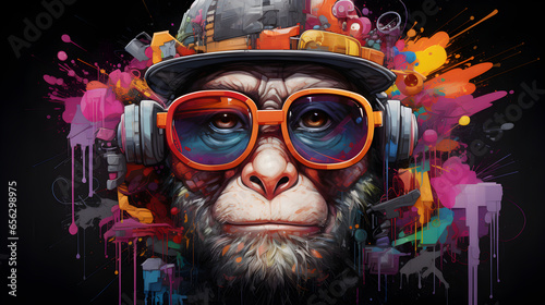 Graffiti Monkey in Cyberpunk Street