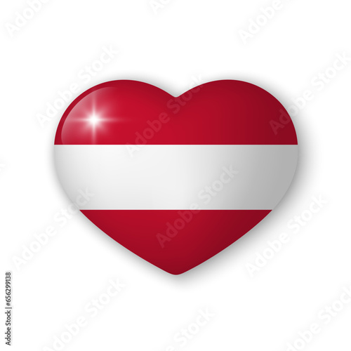 Free Download 3d heart with flag of Austria. Glossy realistic vector element on white background with shadow underneath. Best for mobile apps, UI and web design. - GFXLoad