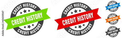 credit history stamp. credit history round ribbon sticker. tag