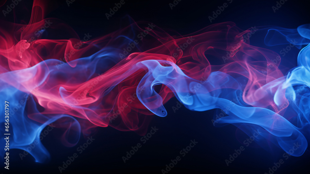 Abstract blue and red smoke