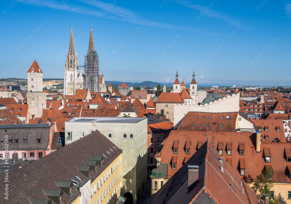 Aerial view over the city of Regensburg Aerial view over the city of Regensburg
