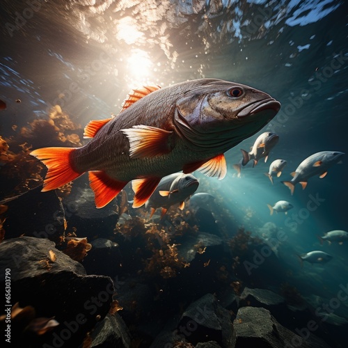 Underwater view with colorful fish