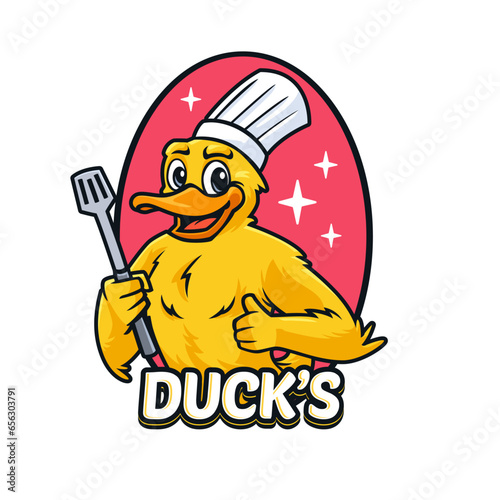 Duck Restaurant Mascot Logo Template