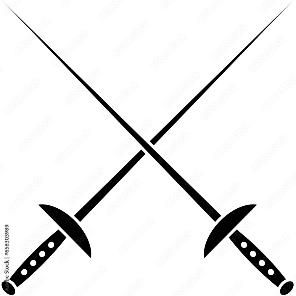 fencing icon. two crossed sword sign. rapier symbol. flat style.Crossed ...