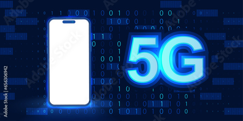 5G Message with Smartphone screen. Smartphone mobile screen and network glows illustrations, technology mobile display light. Vector illustration.