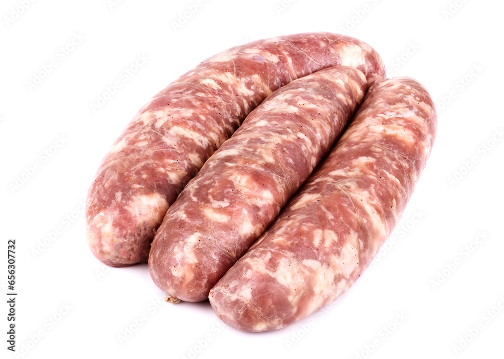 Raw sausage isolated on white background. Raw sausage isolated on white background.