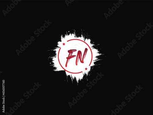 Fn, fn Brush Logo, Handwritten Fn Business Star Circle Logo photo