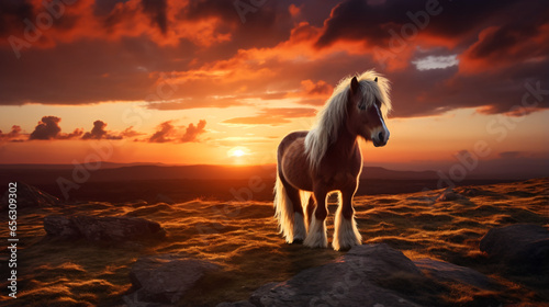 Beautiful pony with a beautiful sunset © levit