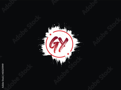 Typography Gy Luxury Brush Logo, Initial Gy yg Logo Letter Vector Circle Logo photo