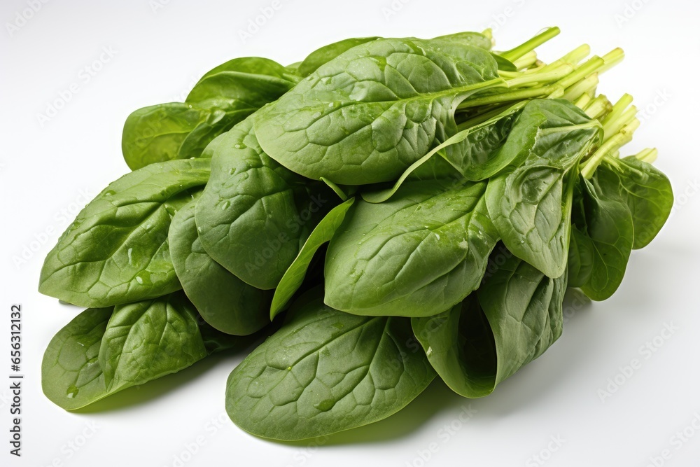Obraz premium A bunch of leafy green spinach. isolation white background,Generated with AI