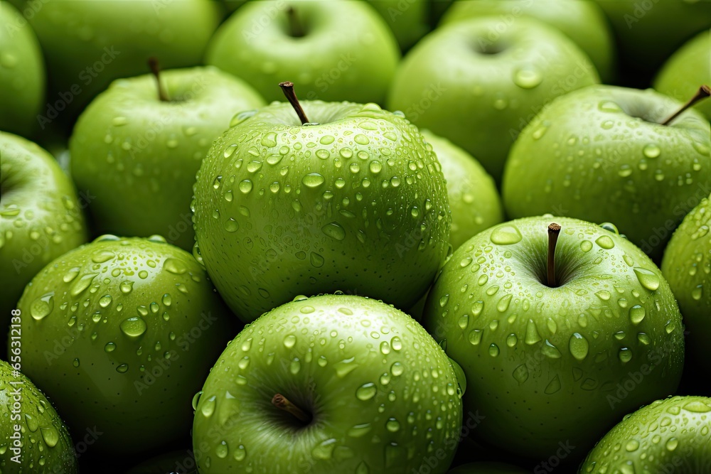 A pile of crisp, green apples. isolation white background,Generated with AI A pile of crisp, green apples. isolation white background,Generated with AI