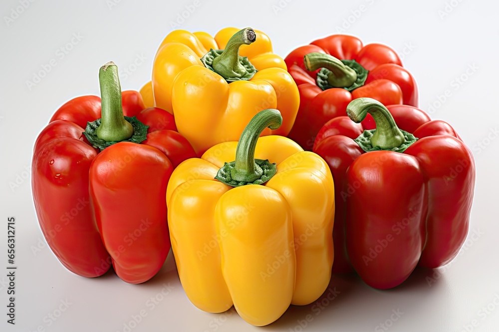 A colorful mix of bell peppers. isolation white background,Generated with AI A colorful mix of bell peppers. isolation white background,Generated with AI