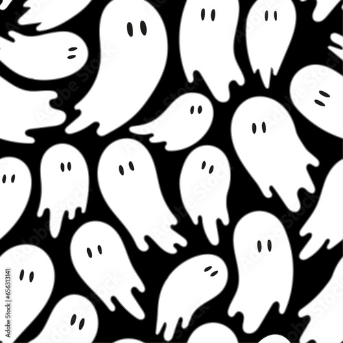 Halloween ghost seamless pattern. Vector background. Texture for print, textile, fabric.