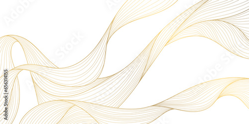 Vector line luxury golden waves, abstract background, elegant pattern. Line design for interior design, textile, texture, poster, package, wrappers, gifts. Japanese style.