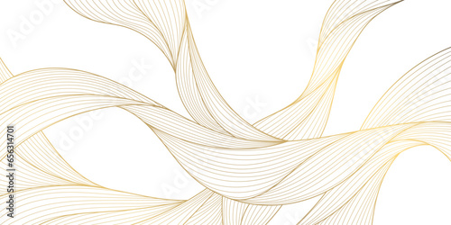 Vector line luxury golden waves, abstract background, elegant pattern. Line design for interior design, textile, texture, poster, package, wrappers, gifts. Japanese style.