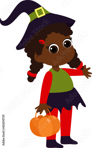 A witch girl in a costume.