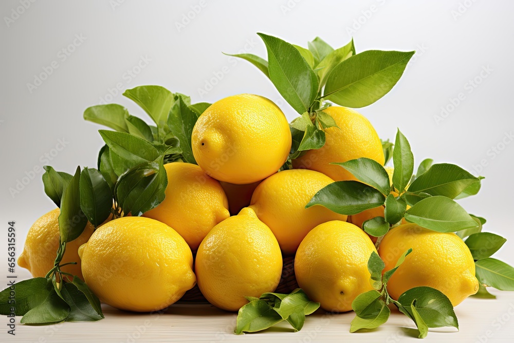 Freshly harvested lemons and sliced . isolation white background,Generated with AI