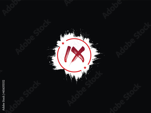 Monogram Ix Brush Logo Circle, Alphabet Ix Logo Star For You